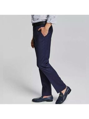Bar III Men’s Slim Fit Plaid Blue Wool Suit Dress Pants 31Wx30L